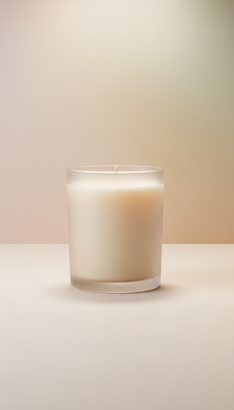 Scented soy candle in frosted glass
