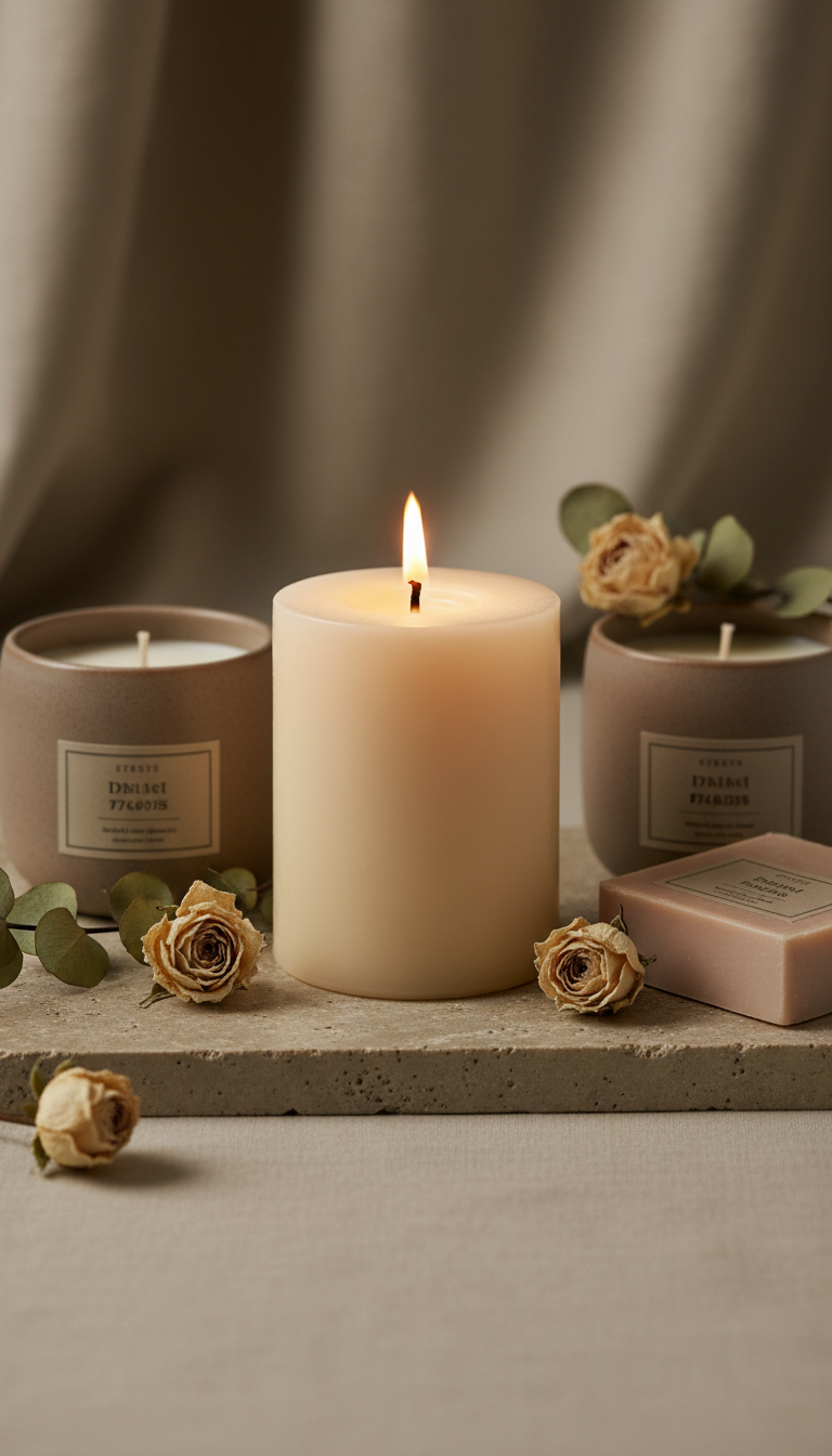 Calming candle with lavender essential oil