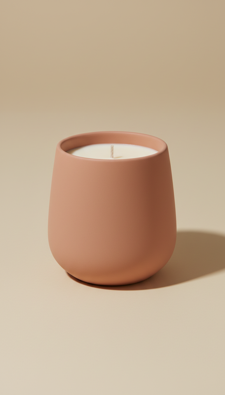 Blush clay glass candle