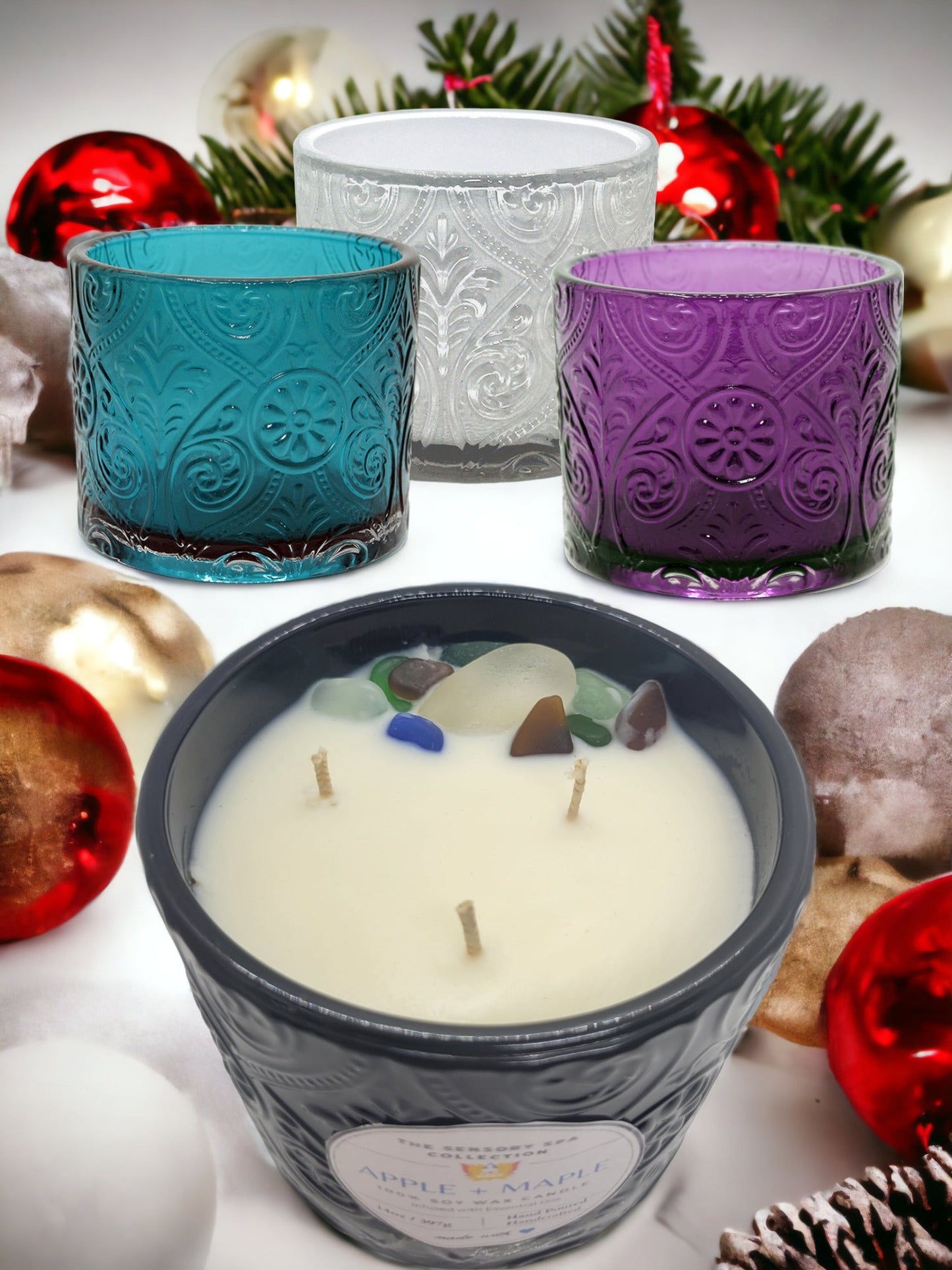 3-Wick Marquee Apothecary Seasonal Candle WHITE
