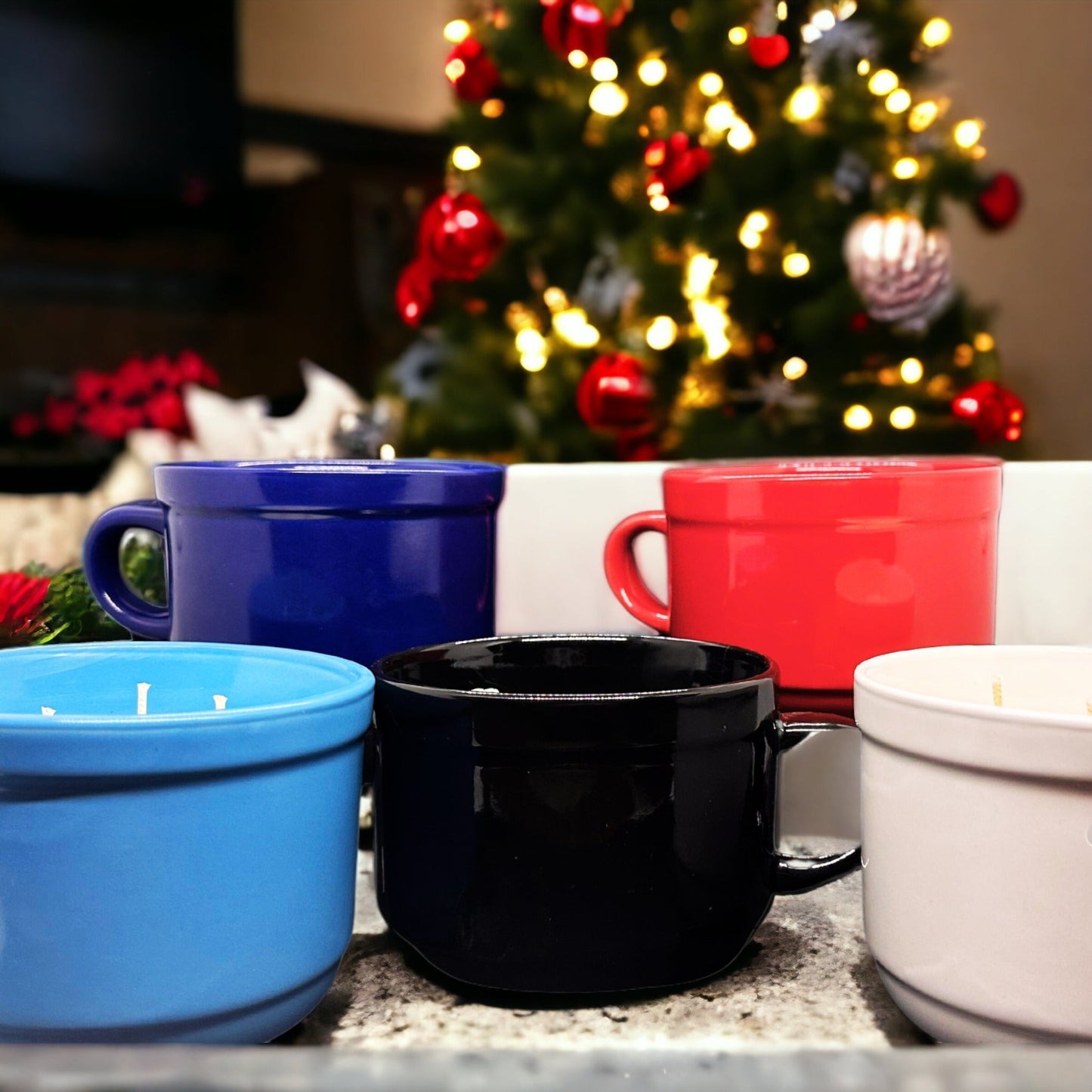 3-Wick Coffee Mug Seasonal Candle DARK BLUE