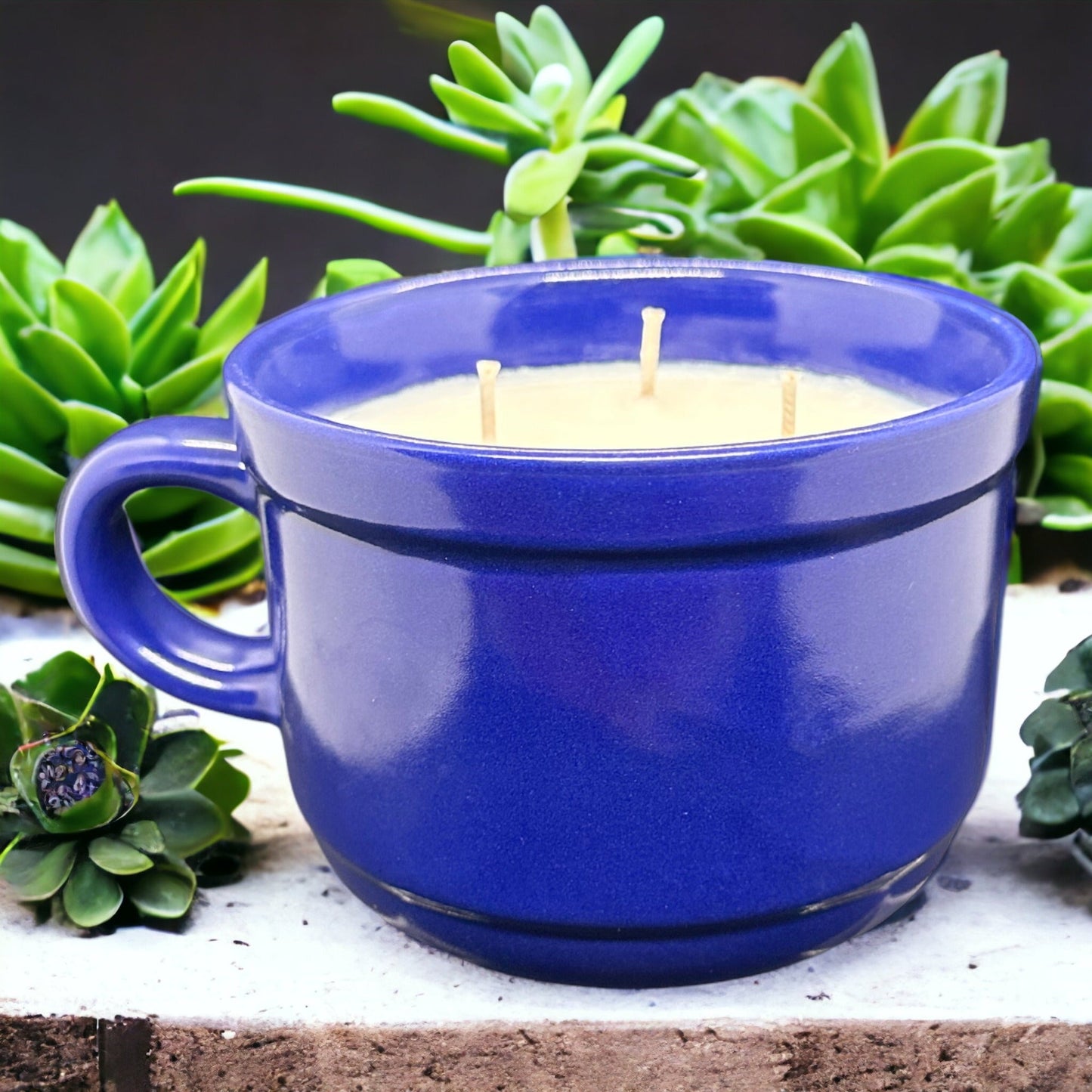 3-Wick Coffee Mug Candle DARK BLUE