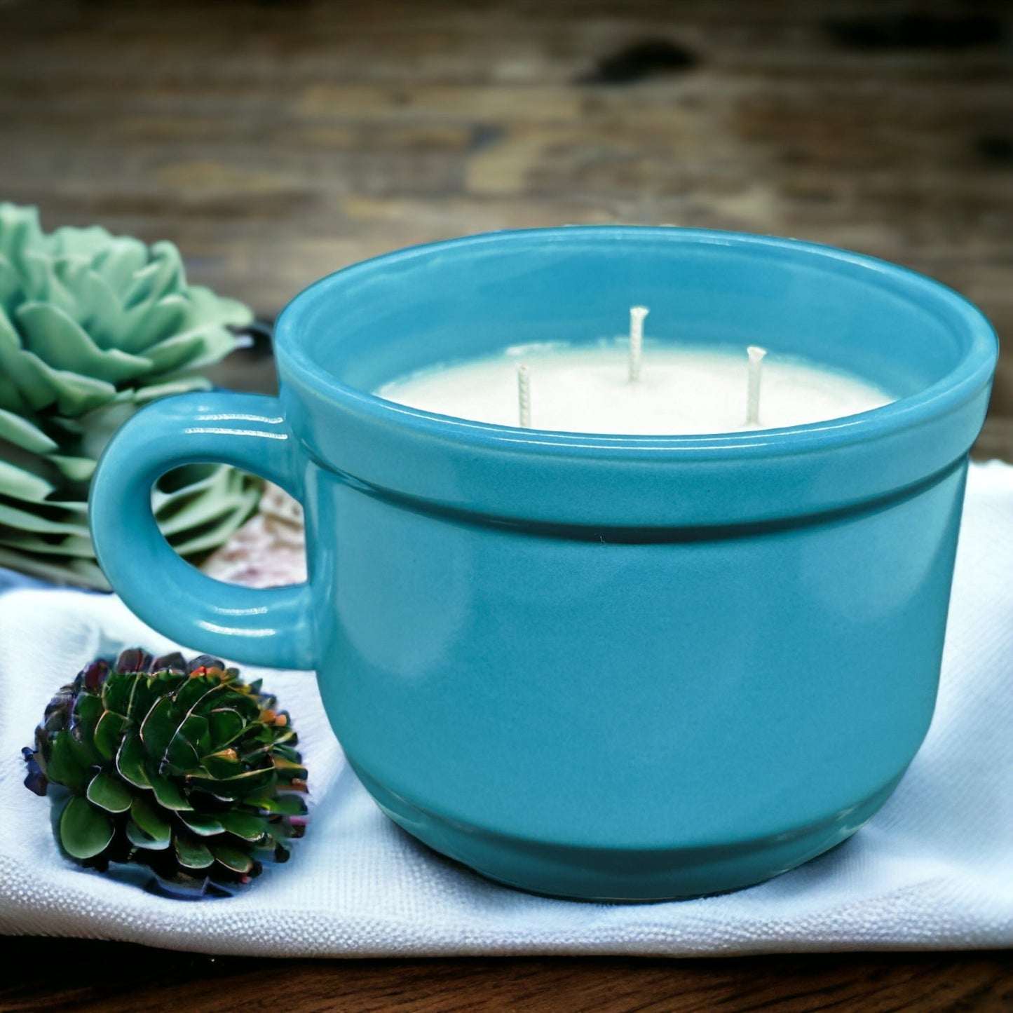 3-Wick Coffee Mug Candle LIGHT BLUE