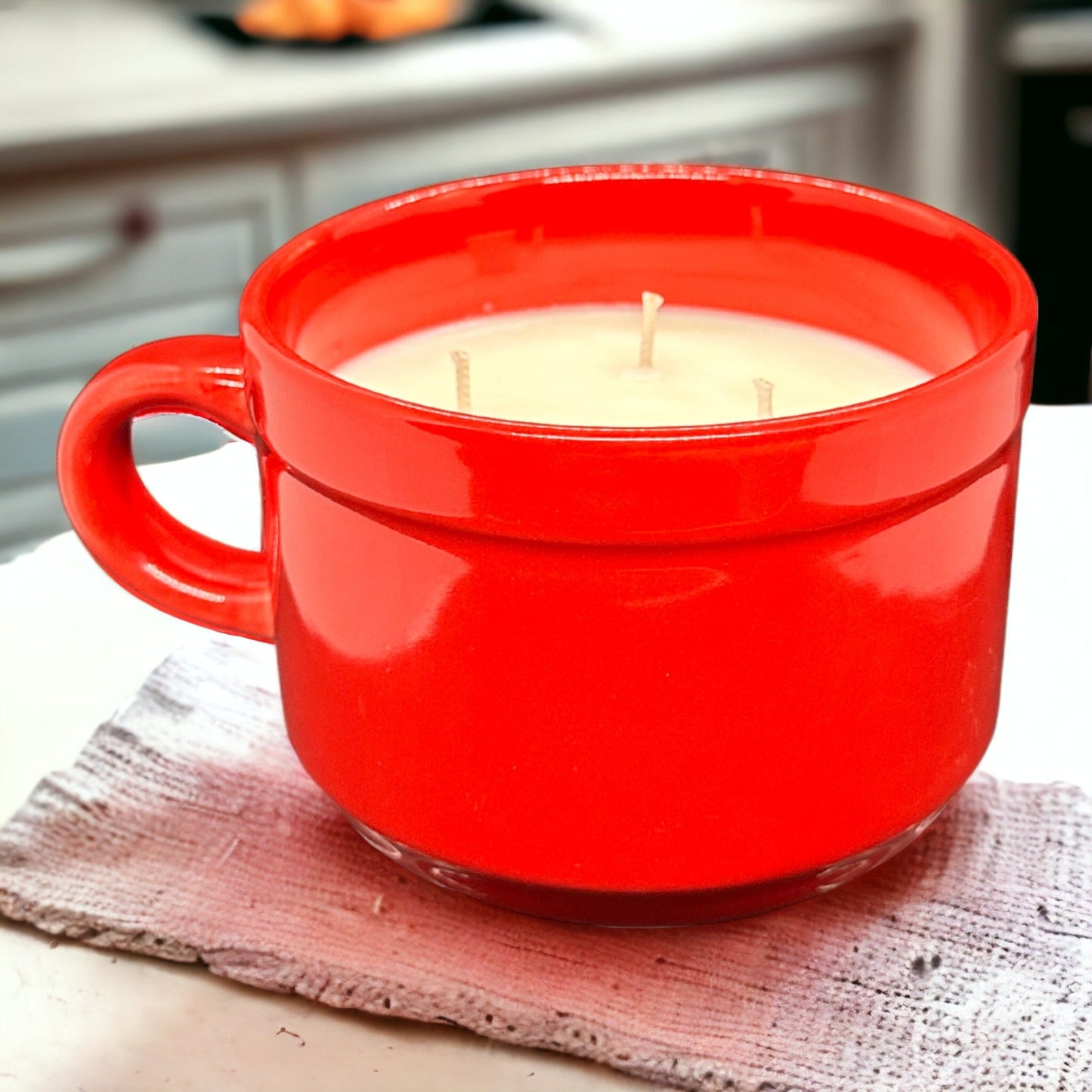 3-Wick Coffee Mug Seasonal Candle RED