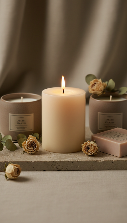 Calming candle with lavender essential oil