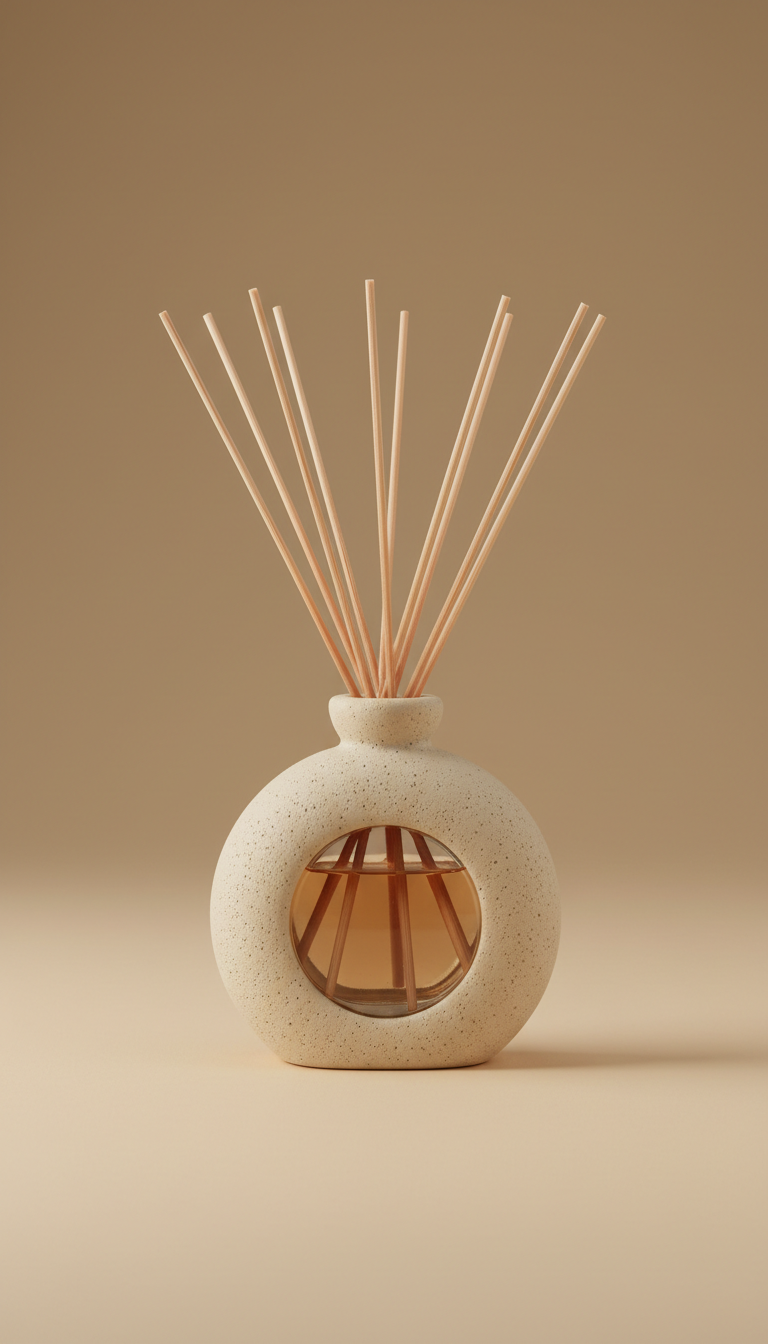 Ceramic reed diffuser set with apricot veil reeds