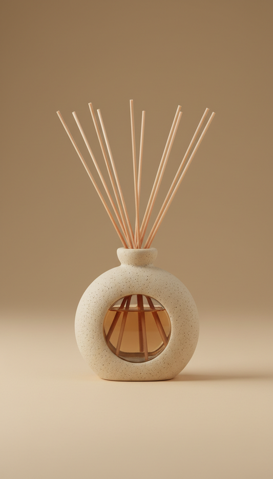 Ceramic reed diffuser set with apricot veil reeds