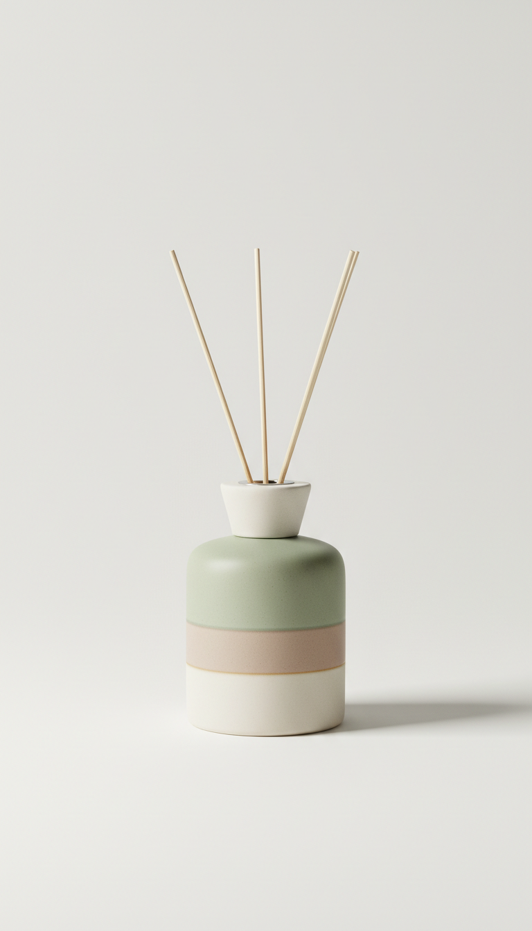 Calm home fragrance diffuser with reed sticks
